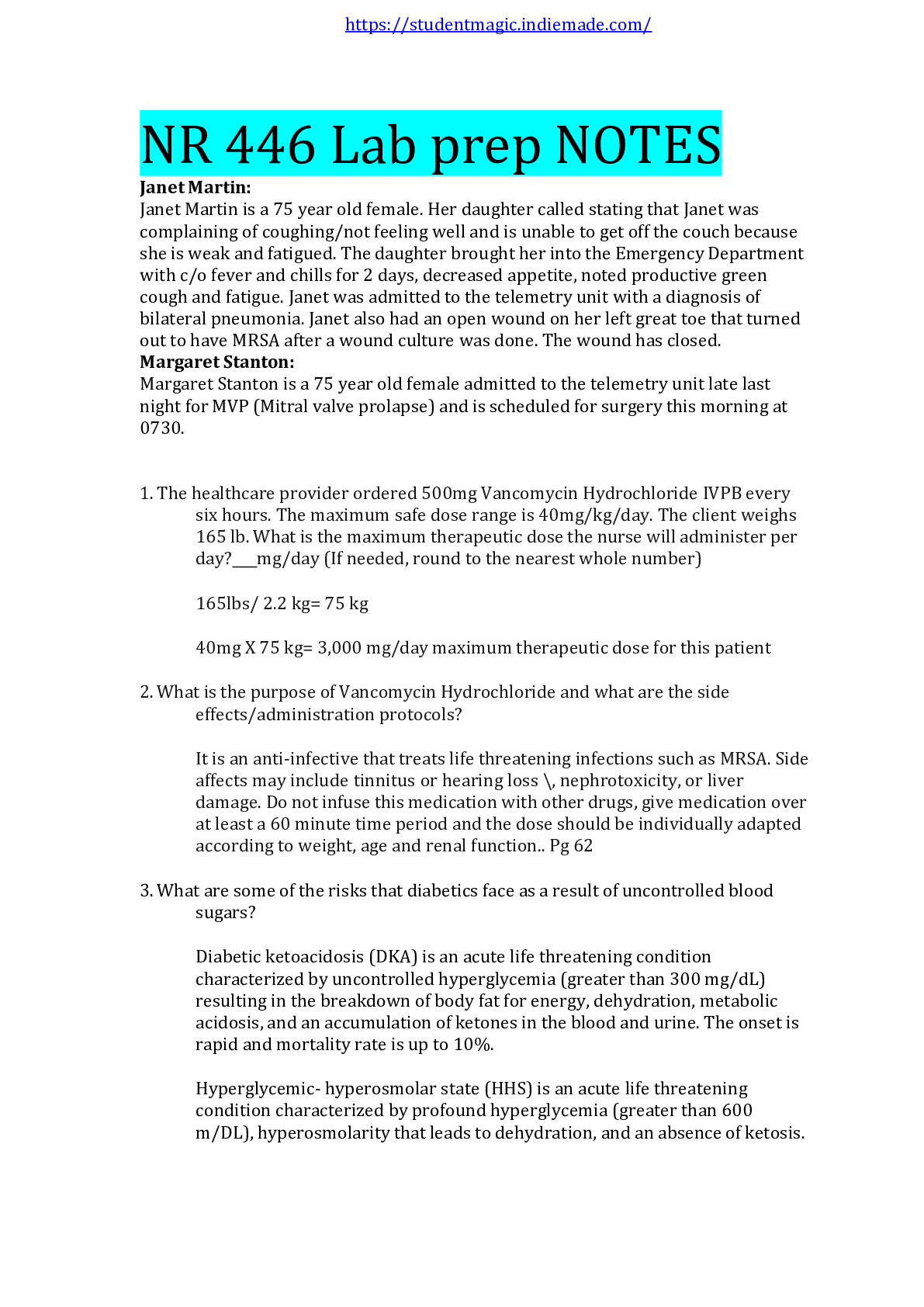 Preview image of NR 446 Lab prep NOTES  LATEST UPDATE document